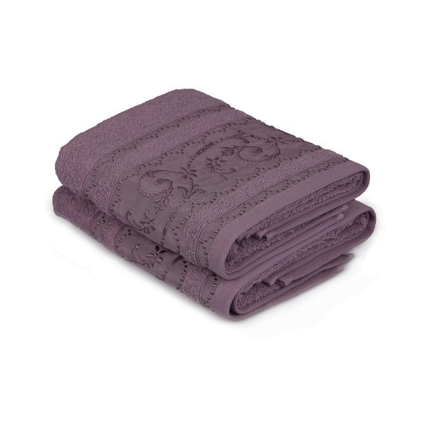Komplet 2 fioletowych ręczników Yosemine, 50x90 cm