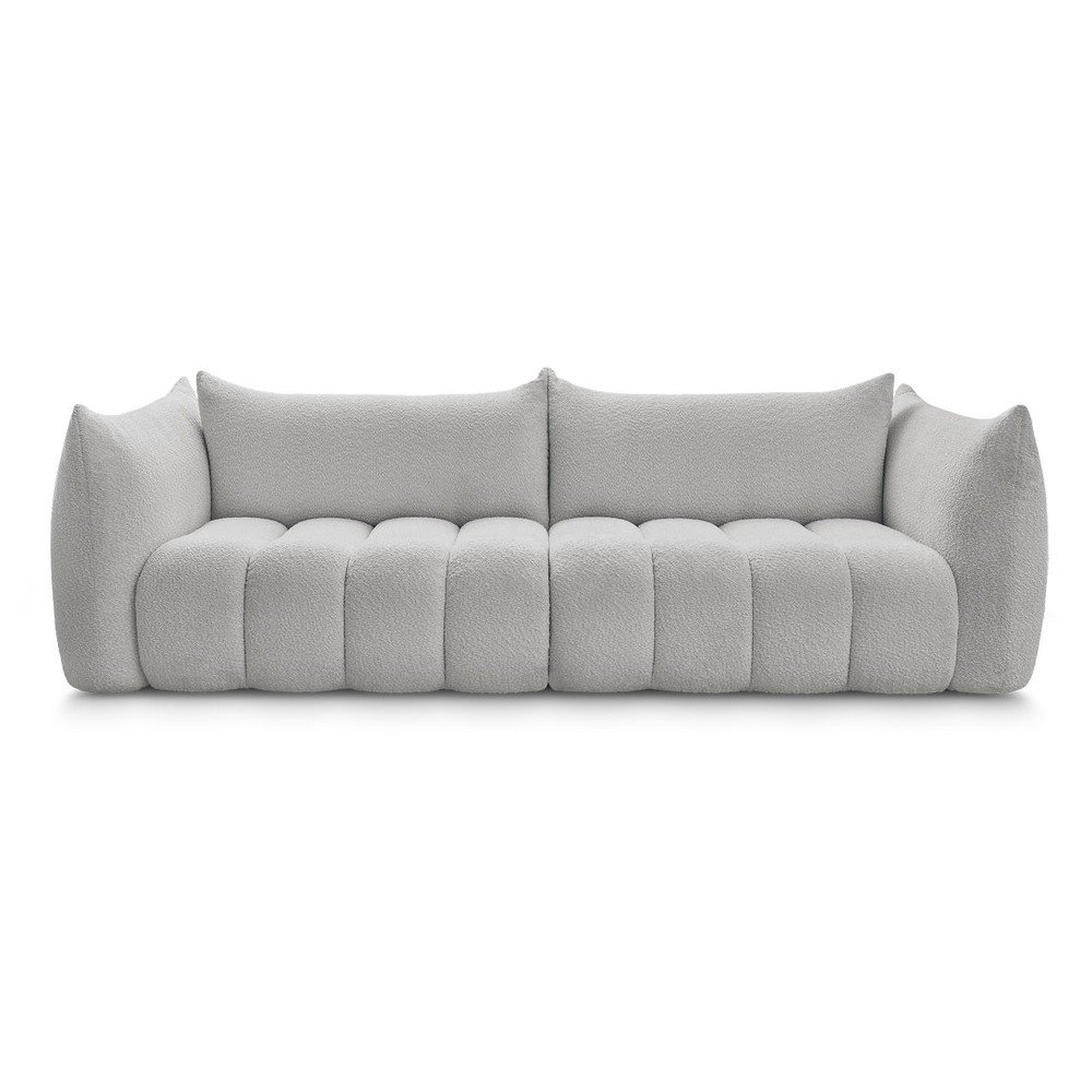 Jasnoszara sofa z materiału bouclé 286 cm Azra – Bobochic Paris