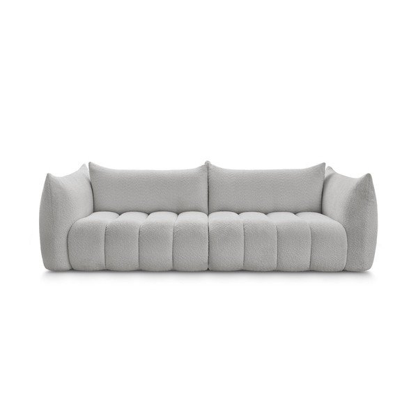 Jasnoszara sofa z materiału bouclé 286 cm Azra – Bobochic Paris