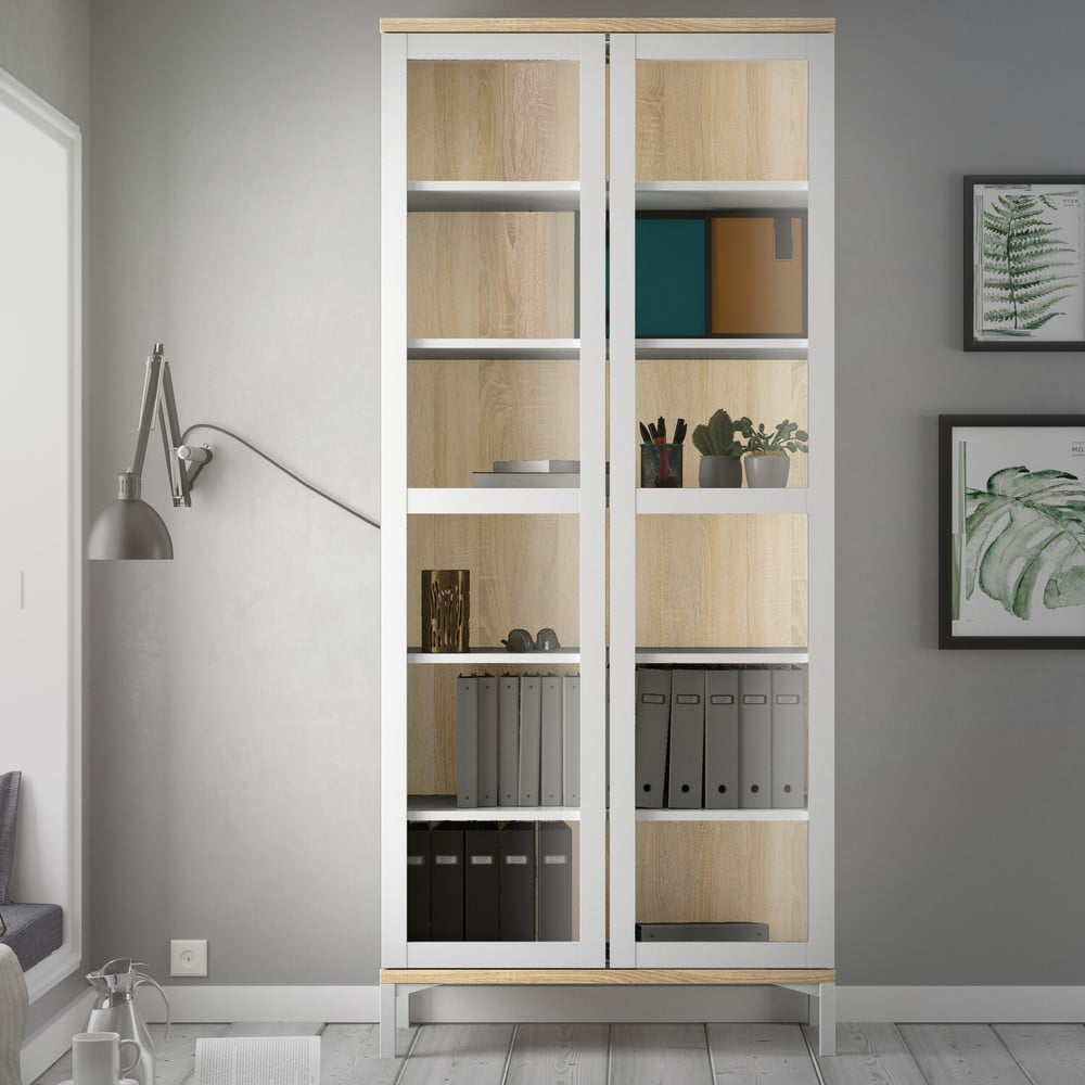 Biało-naturalna witryna w dekorze dębu 89x203x36 cm Roomers – Tvilum (zdjęcie 7)