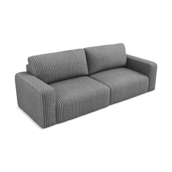 Szara sztruksowa rozkładana/ze schowkiem sofa 252 cm Kona – Makamii-image-3