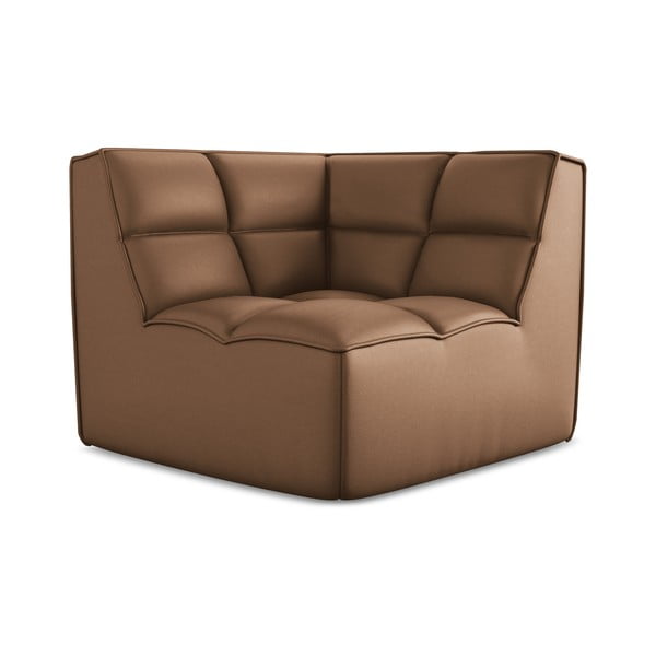 Brązowy moduł sofy z imitacji skóry Kalai – Makamii-image-2