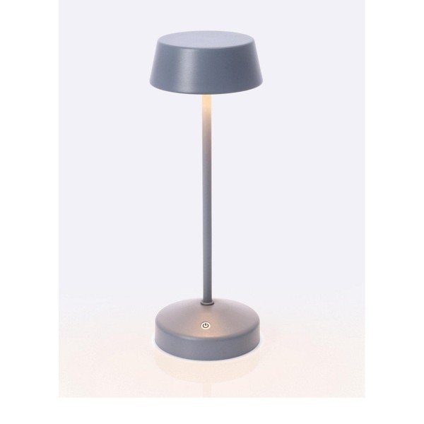 Niebieska metalowa lampa stołowa LED ze ściemniaczem/z ładowarką bezprzewodową z plastikowym kloszem (wysokość 33 cm) Esprit – Bizzotto-image-1