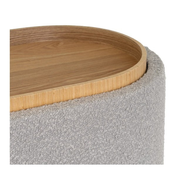 Jasnoszary puf z materiału bouclé – Casa Selección-image-3