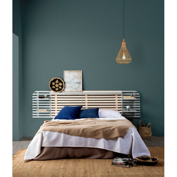 Jasnoszary zagłówek z drewna sosnowego 240x62 cm Dimas – Marckeric-image-1