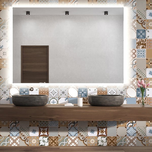 Zestaw 30 naklejek ściennych Ambiance Wall Stickers Cement Tiles Azulejos Estefania, 10x10 cm