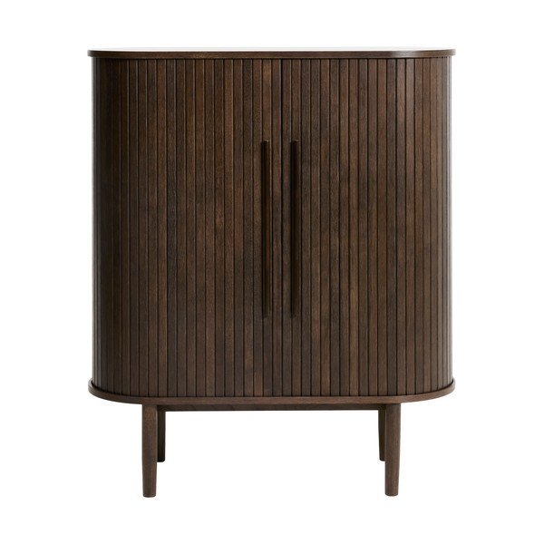 Szafka w dekorze dębu z drzwiami przesuwnymi w ciemnym naturalnym kolorze 100x118x40 cm Meta – Unique Furniture-image-2