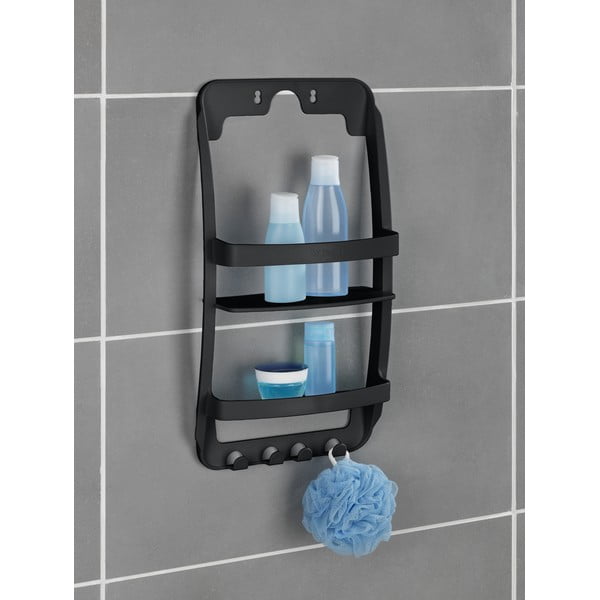 Czarna wisząca plastikowa półka łazienkowa bez wiercenia Universal – Wenko-image-2