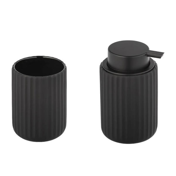 Zestaw ceramicznych akcesoriów łazienkowych w kolorze matowej czerni Belluno – Wenko