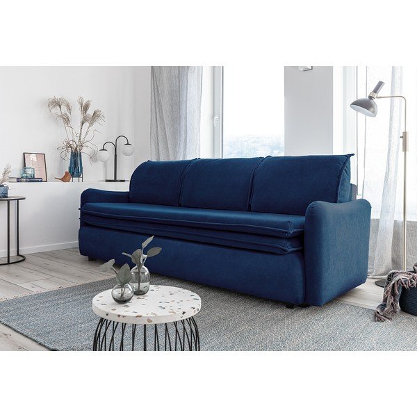 Granatowa aksamitna rozkładana sofa Miuform Tender Eddie-image-4