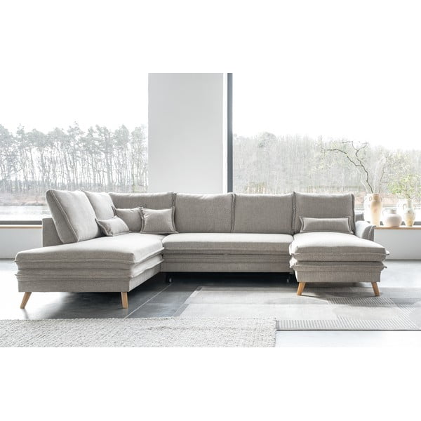 Beżowy rozkładany narożnik (lewostronny/w kształcie litery U) Charming Charlie – Miuform-image-3