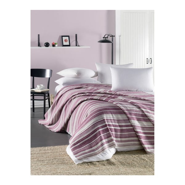 Fioletowa lekka pikowana bawełniana narzuta na łóżko Runino Luna, 160x220 cm