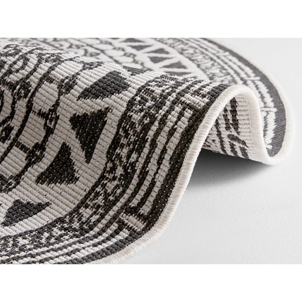 Czarno-kremowy dywan odpowiedni na zewnątrz NORTHRUGS Coron, ø 140 cm-image-1