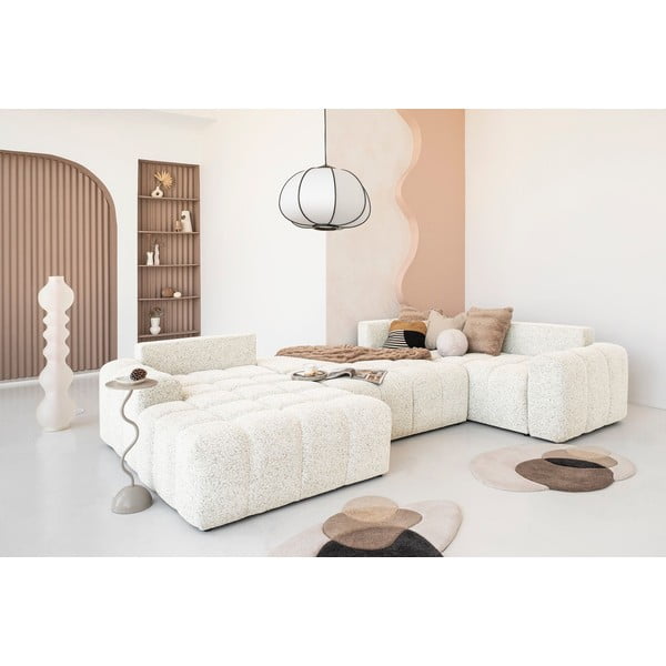 Kremowy rozkładany narożnik modułowy ze schowkiem (prawostronny) Lulu – Miuform-image-1