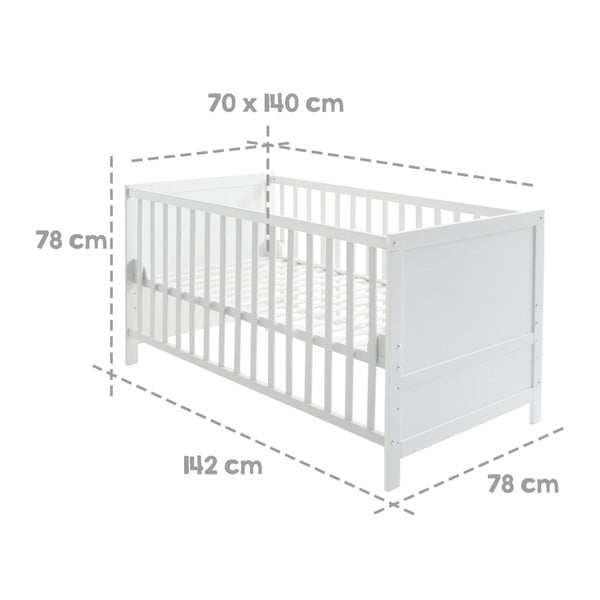 Białe łóżeczko z baldachimem 70x140 cm – Roba-image-4