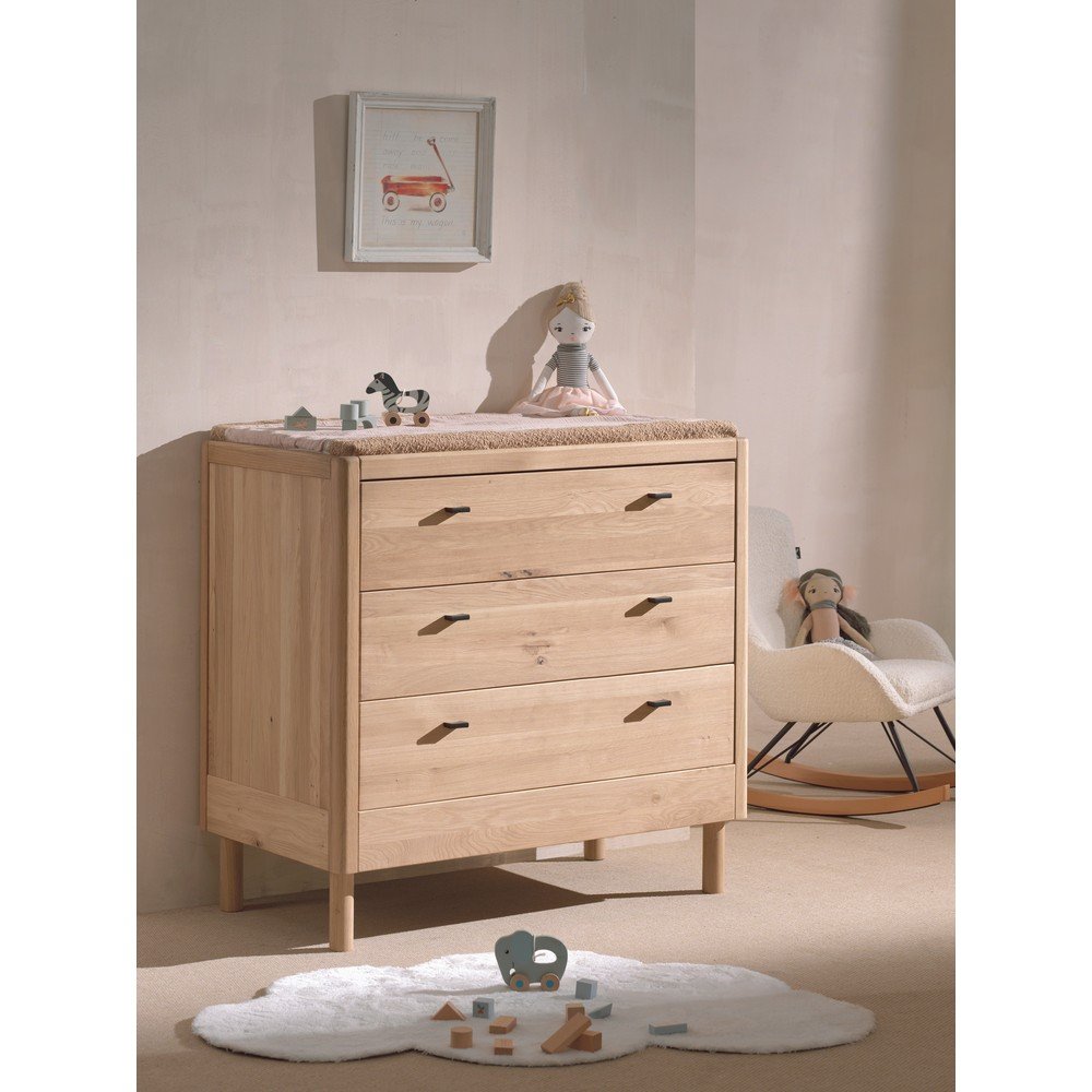 Komoda dziecięca z litego drewna dębowego w naturalnym kolorze 100x95x55 cm Forrest – Vipack (zdjęcie 3)