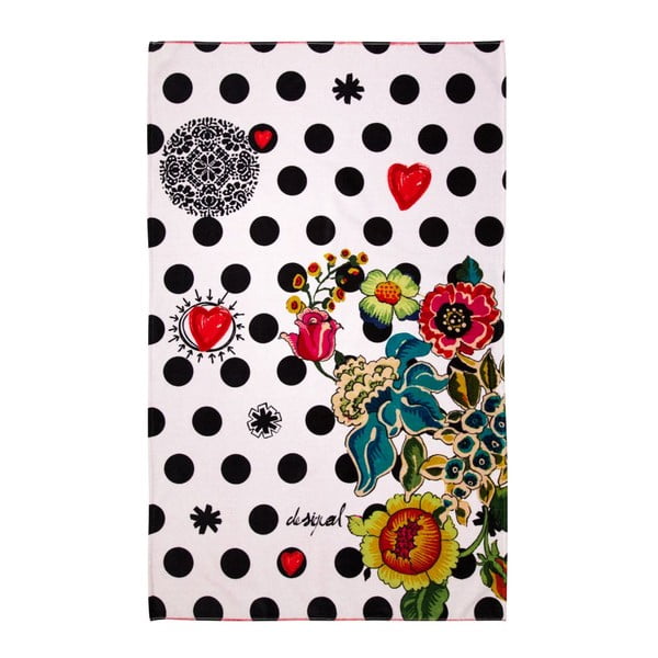 Ręcznik DESIGUAL Polka Dots Negro, 95 x 150 cm