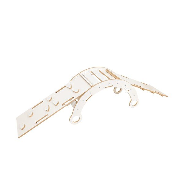 Biała huśtawka z litego drewna sosnowego 39x75x38 cm Montessori – Meowbaby