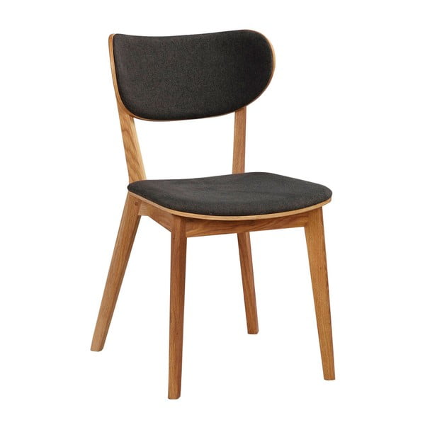 Naturalne krzesło dębowe z ciemnoszarym siedziskiem i oparciem Folke Vidar 