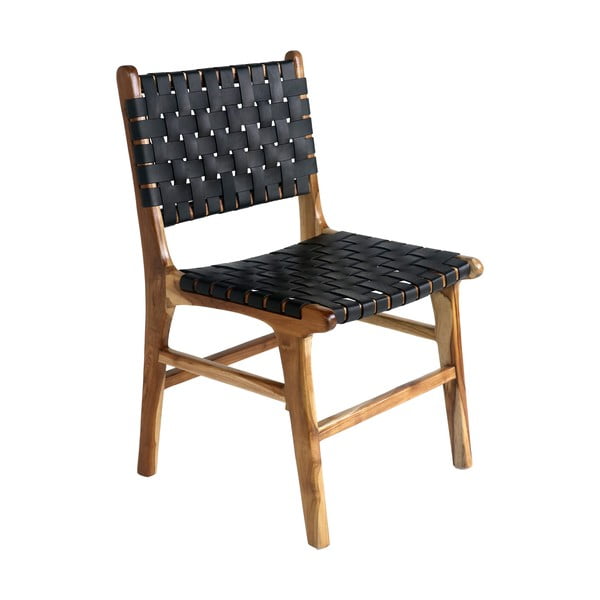 Czarno-brązowe krzesła z drewna tekowego zestaw 2 szt. Perugia – House Nordic