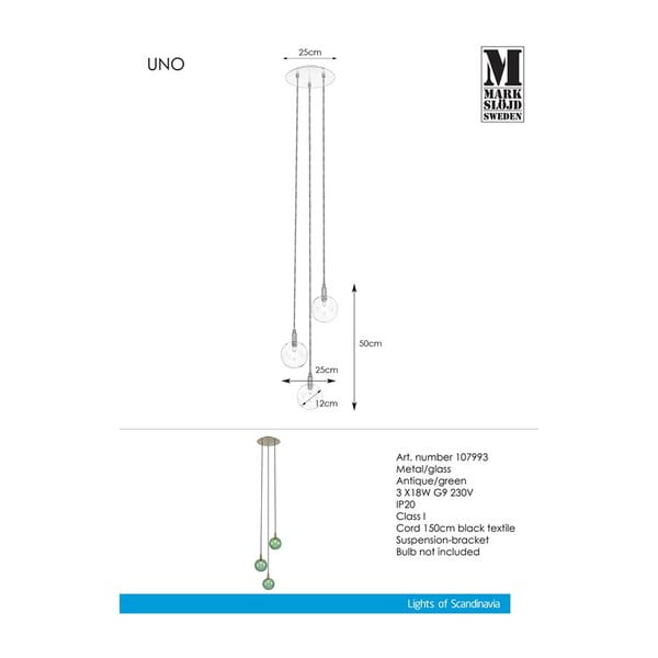 Zielona lampa wisząca Markslöjd Uno Pendant 3L-image-2
