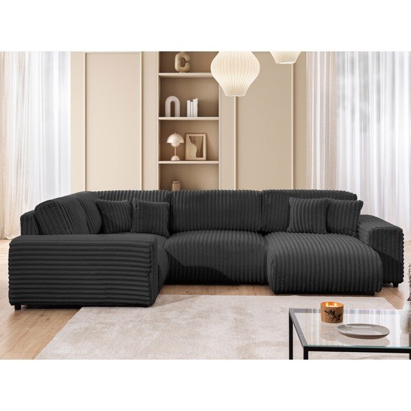 Ciemnoszary sztruksowy narożnik (lewostronny/w kształcie litery U) Justin – Ropez-image-1