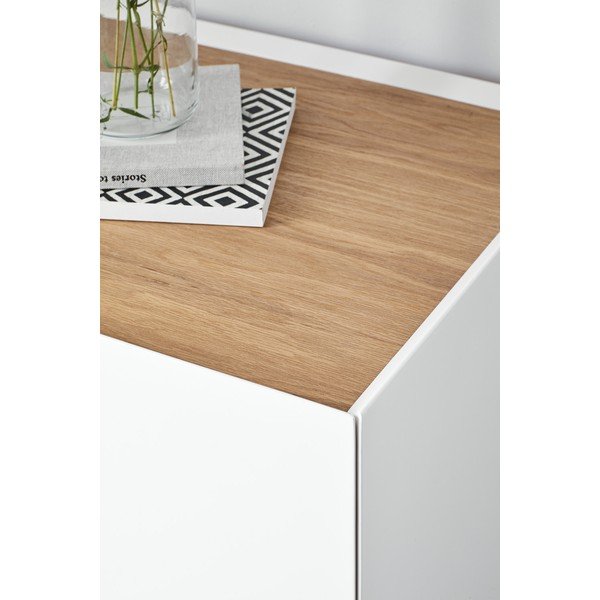Biała niska komoda w dekorze dębu 110x85 cm Arista – Teulat-image-2