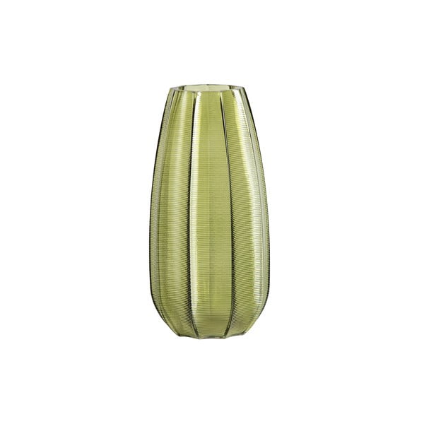 Zielony szklany wazon WOOOD Kali, wys. 28 cm