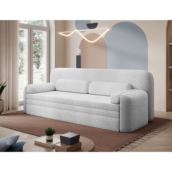 Biała rozkładana/ze schowkiem sofa z materiału bouclé 236 cm Elioss – ELTAP-image-3