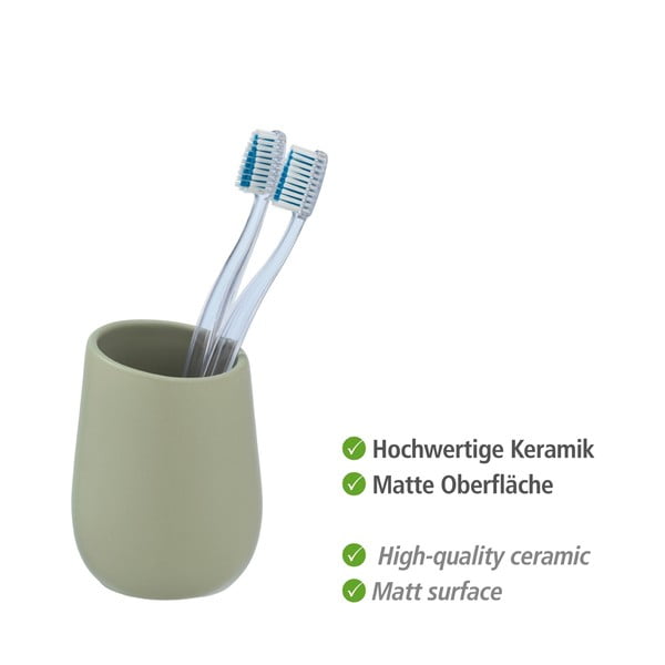 Zielony ceramiczny kubek na szczoteczki do zębów Wenko Badi-image-4