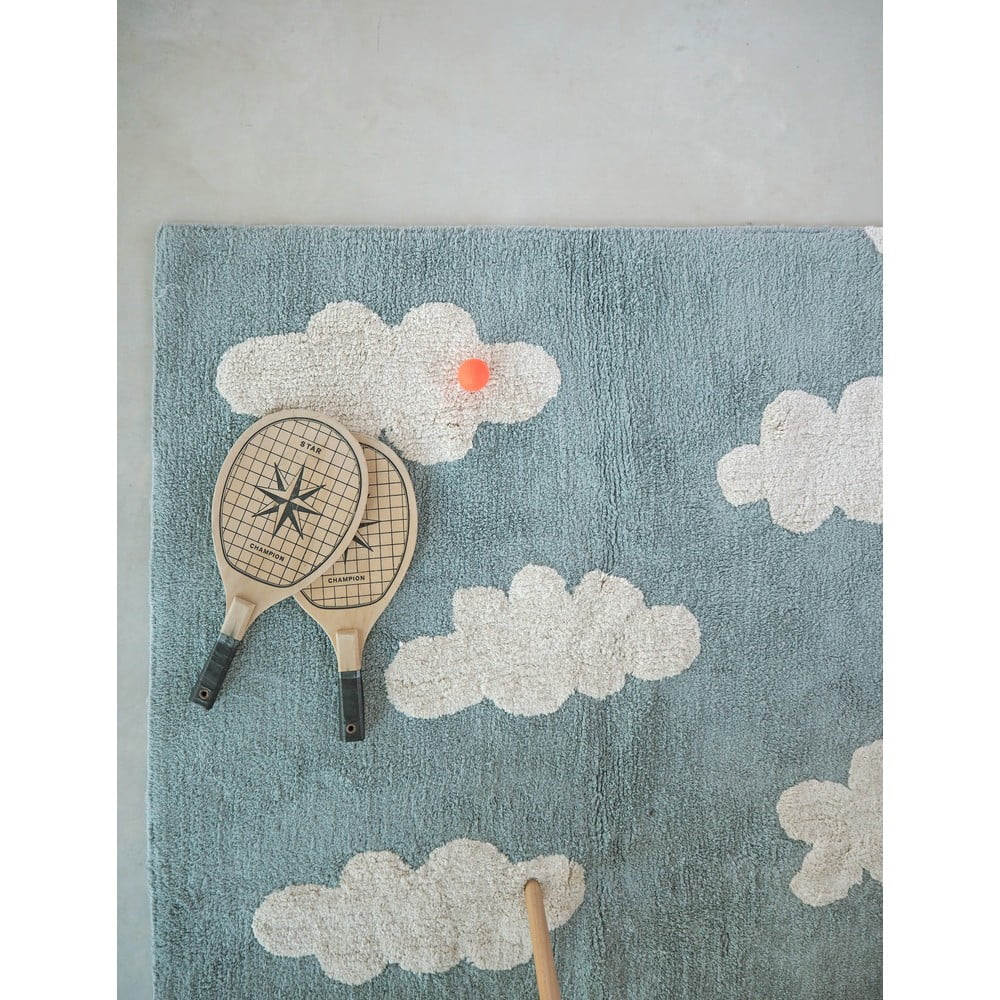 Niebieski bawełniany dywan dziecięcy tkany ręcznie odpowiedni do prania 120x160 cm Clouds Vintage Blue – Lorena Canals (zdjęcie 3)