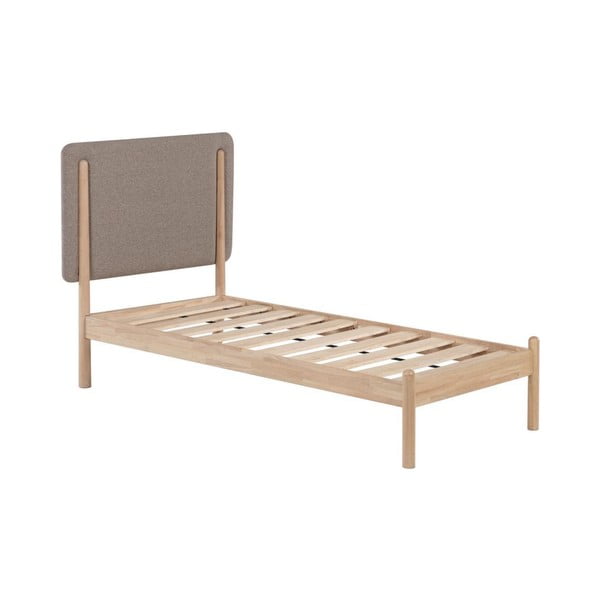 Szaro-naturalne łóżko z drewna kauczukowego ze stelażem 90x190 cm Shayndel – Kave Home-image-2