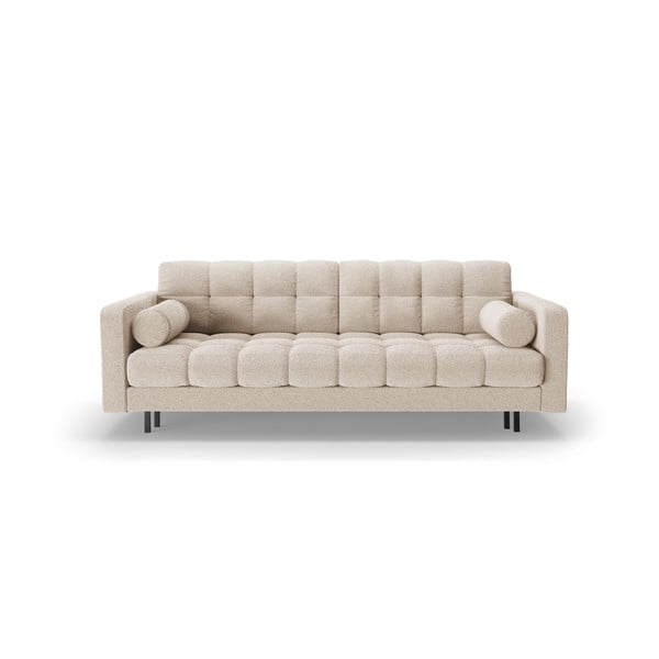 Beżowa rozkładana sofa ze schowkiem z materiału bouclé 222 cm Bali – Cosmopolitan Design