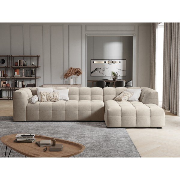 Beżowy aksamitny narożnik Windsor & Co Sofas Vesta, prawostronny-image-1