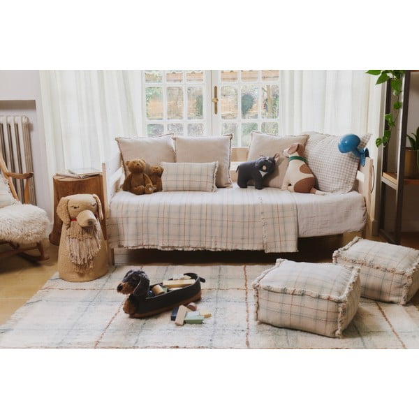 Kremowo-szałwiowy bawełniany dywan odpowiedni do prania/tkany ręcznie 90x120 cm Tartan Blue Sage – Lorena Canals-image-2