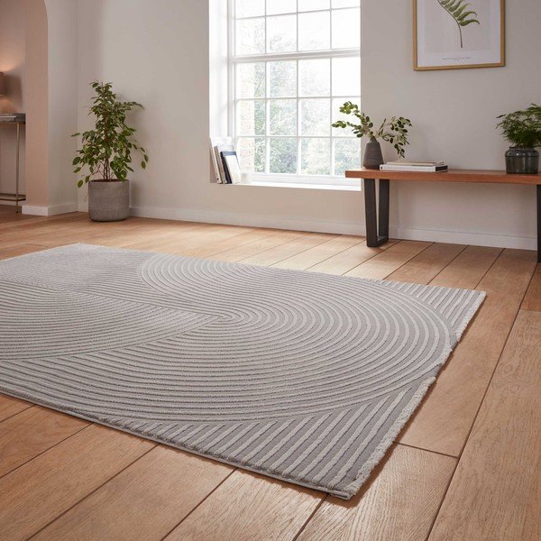 Jasnoszary dywan z włókien z recyklingu odpowiedni do prania 120x170 cm Flores – Think Rugs-image-2