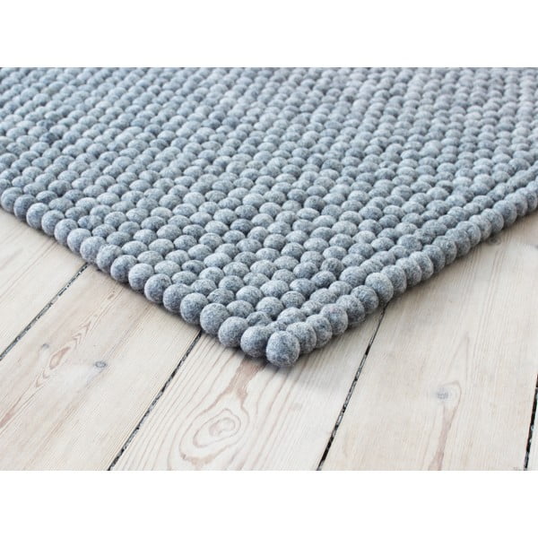 Stalowoszary wełniany dywan kulkowy Wooldot Ball Rugs, 120x180 cm