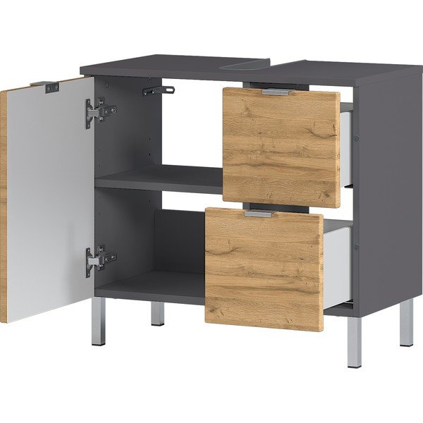 Szafka pod umywalkę z dekorem dębu Germania Mauresa, szer. 60 cm-image-3