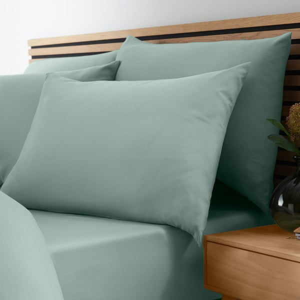 Zielone prześcieradło z gumką 135x190 cm So Soft Non-Iron – Catherine Lansfield-image-1