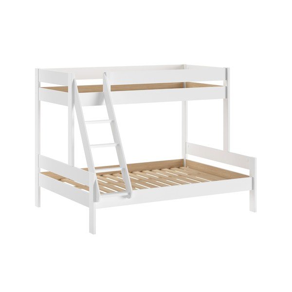 Białe piętrowe łóżko dziecięce ze stelażem 140x200/90x200 cm Primo – Vipack