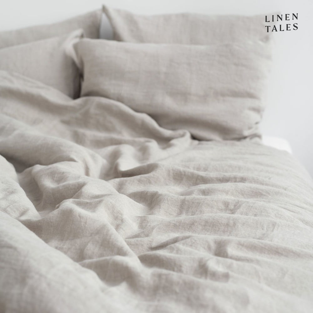Kremowa lniana pościel dwuosobowa 200x220 cm – Linen Tales (zdjęcie 4)