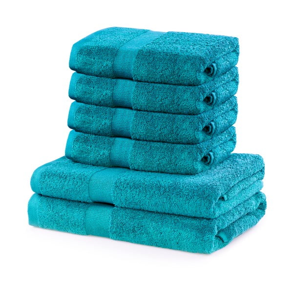 Zestaw 6 turkusowych ręczników DecoKing Marina