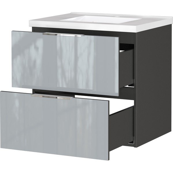 Szara wisząca szafka pod umywalkę z połyskiem 61x61 cm Celano – Germania-image-3