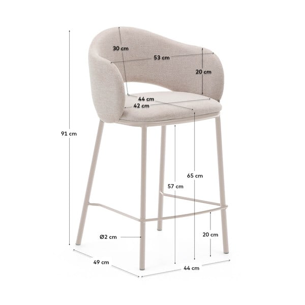 Kremowy hoker (wysokość siedziska 65 cm) Maina – Kave Home-image-3