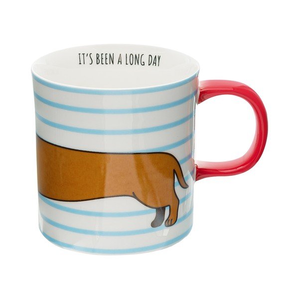 Niebiesko-brązowy porcelanowy kubek 300 ml Sausage Dog – Sass & Belle-image-3