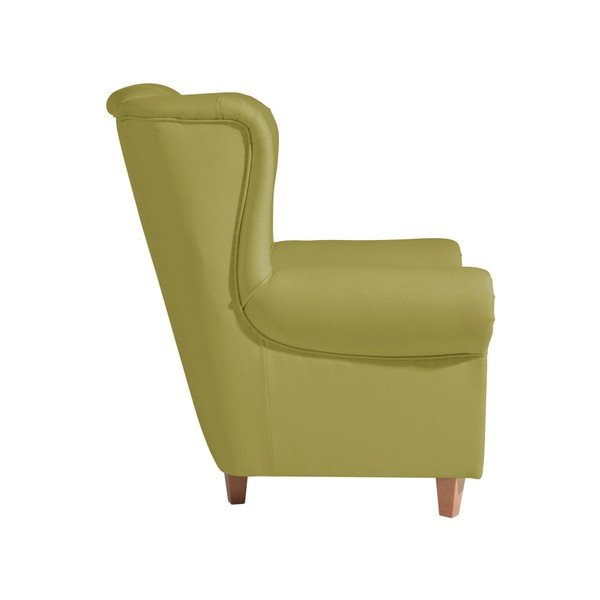 Zielony fotel uszak z imitacji skóry Max Winzer Vary Leather-image-2