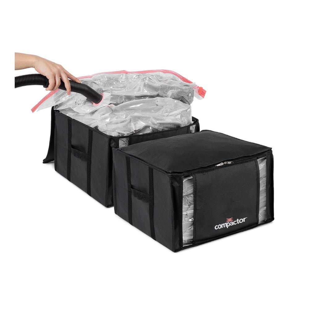 Tekstylne pojemniki do przechowywania ubrań zestaw 2 szt. próżniowe/usztywniane 42x25x25 cm Black Edition – Compactor (zdjęcie 3)
