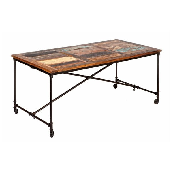 Stół na kółkach z litego drewna 13Casa Industry, szerokość 180 cm