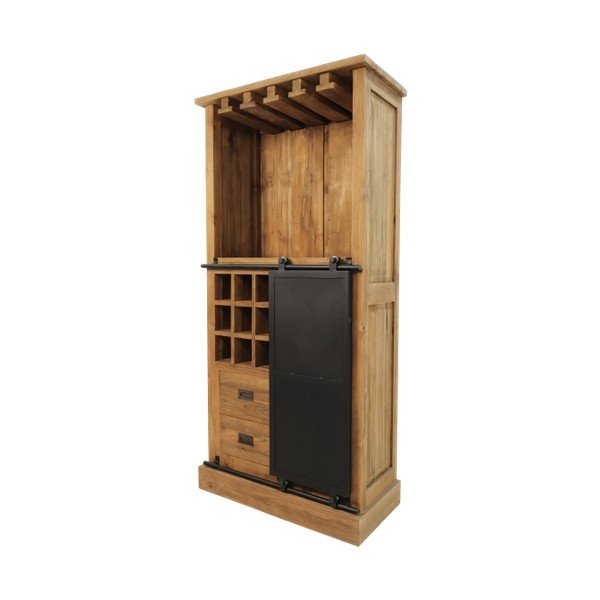 Szafka na wino z drewna tekowego 18 butelek, 84x177 cm Blackburn – HSM collection-image-3