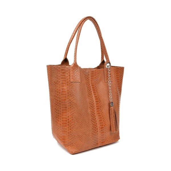 Brązowa skórzana torebka shopper Renata Corsi Lola I-image-2